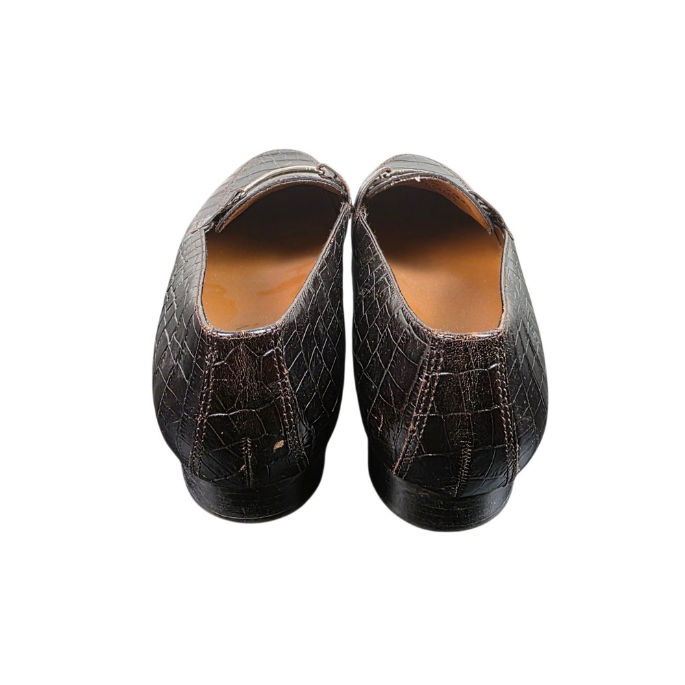 Lauren Ralph Lauren Loafers Womens 7.5 AA Brown Good Croc Embossed RL Logo Bar - Picture 3 of 11